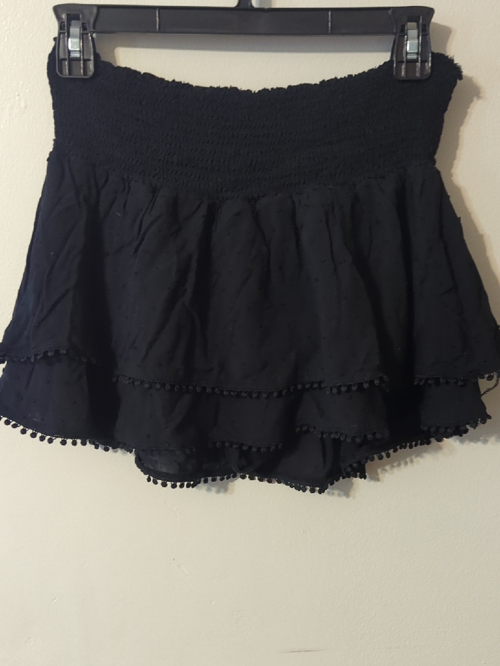 Black Tiered Smocked Waist Skirt